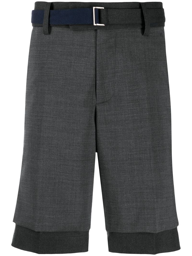 Sacai Double Layered Straight-leg Shorts In Grey