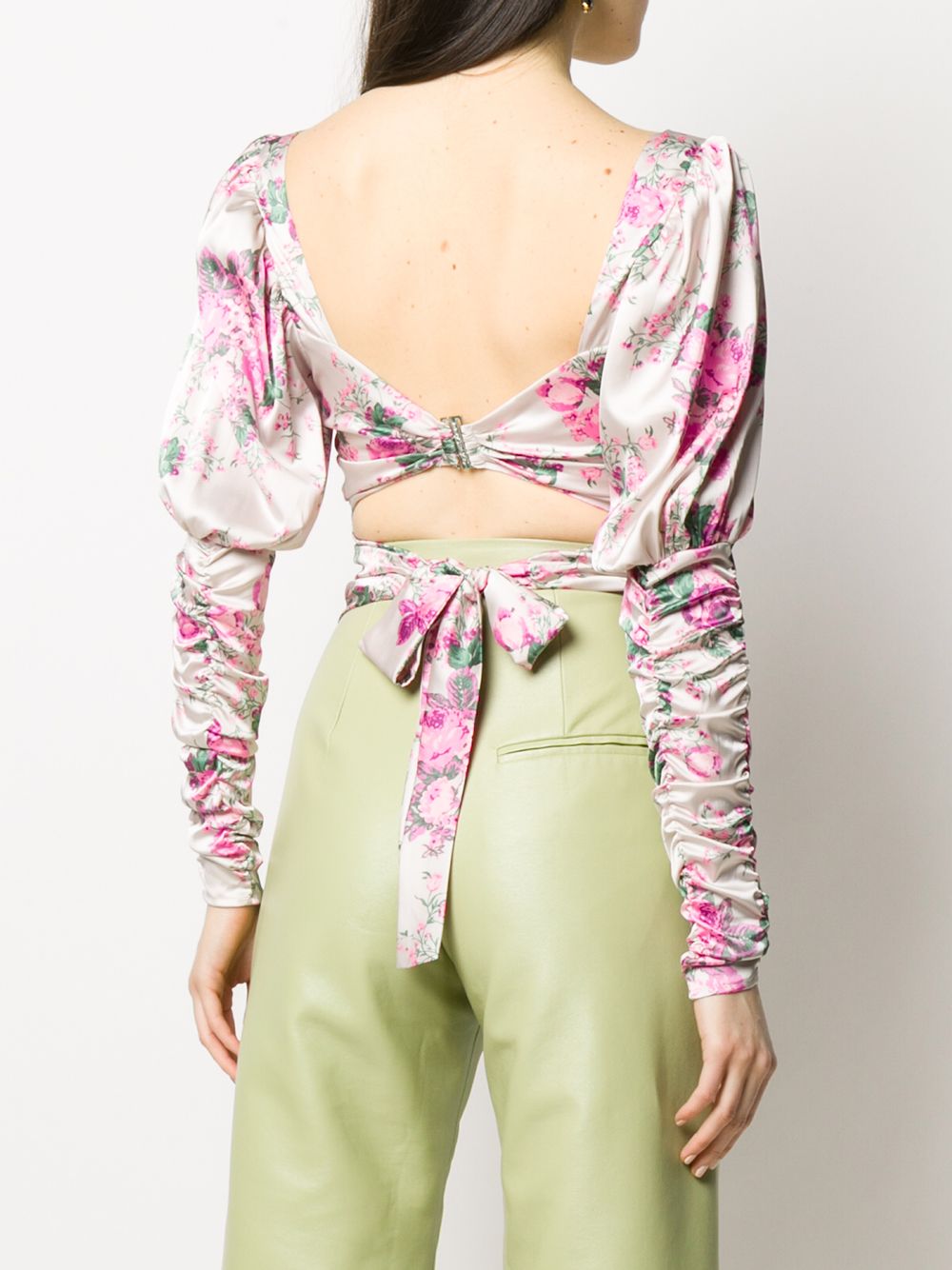 фото For love and lemons floral-print gigot-sleeved corset top