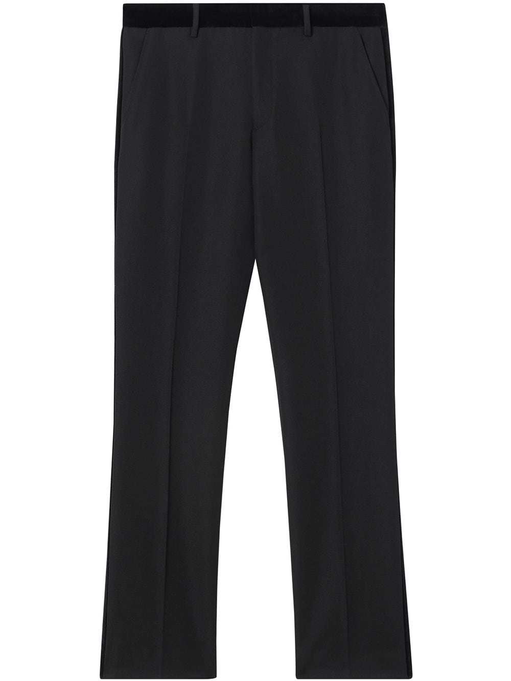 Shop Burberry Classic Fit Velvet Trim Wool Tailored Trousers In Black