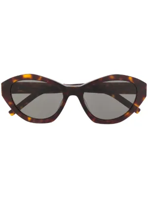 Saint Laurent Eyewear oval-frame tortoiseshell-effect Sunglasses