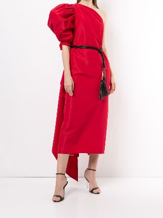 asymmetric silk midi dress展示图