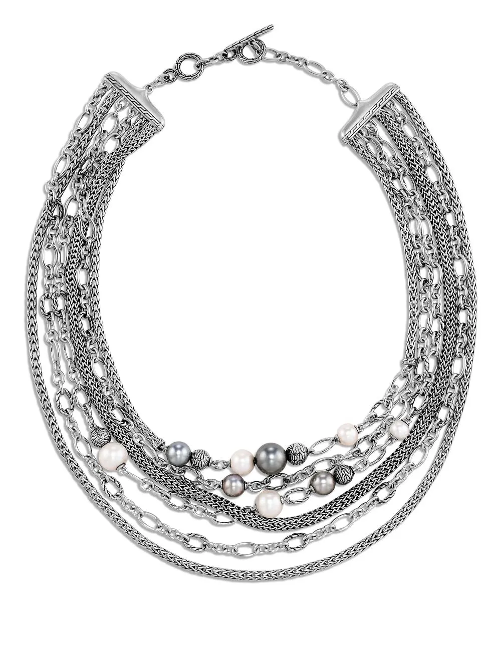 

John Hardy Remix Multi-Row freshwater and Tahitian pearl necklace - Silver