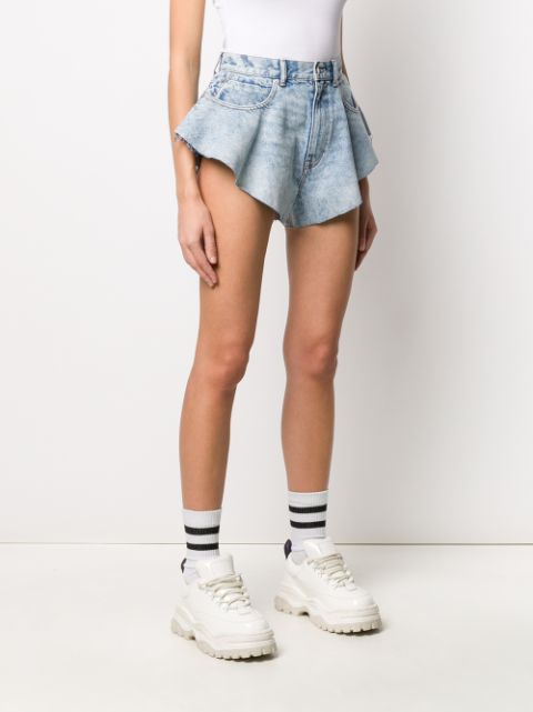 alexander wang ruffled denim shorts