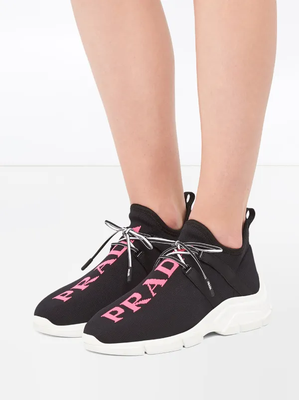 pink and black prada sneakers