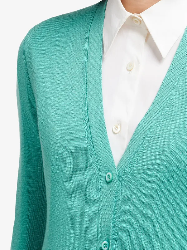 green v neck cardigan