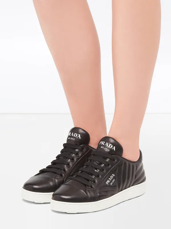 prada quilted leather logo sneakers