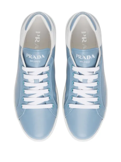 blue and white prada trainers