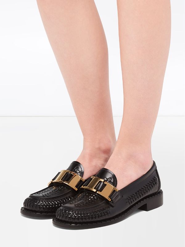 women's loafers with gold buckle