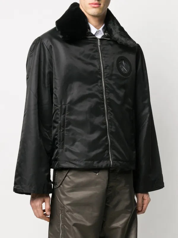 Random Identities Wide Collar Padded Jacket | Black | FARFETCH AO