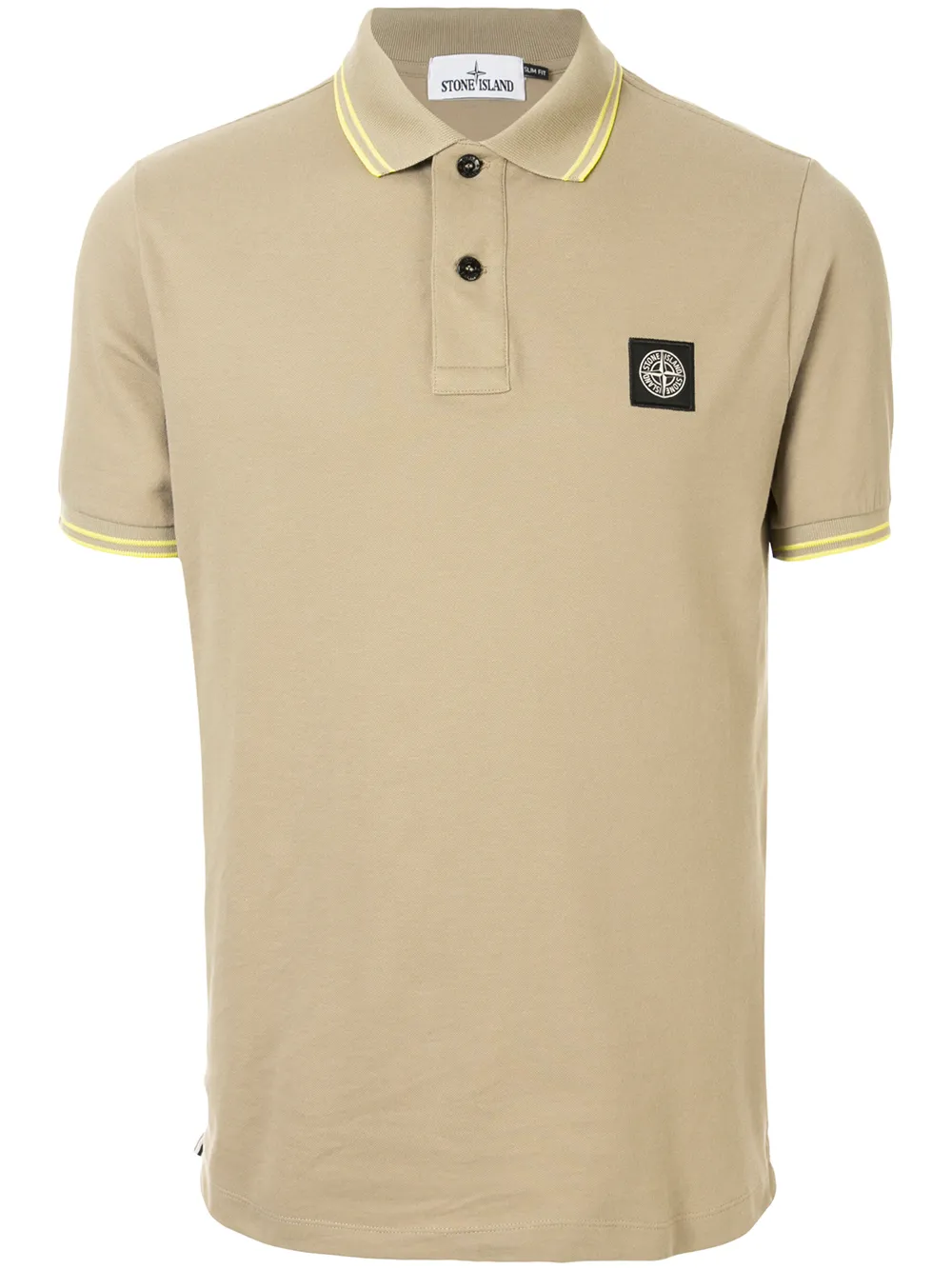 Stone Island Logo Patch Polo Shirt In Neutrals