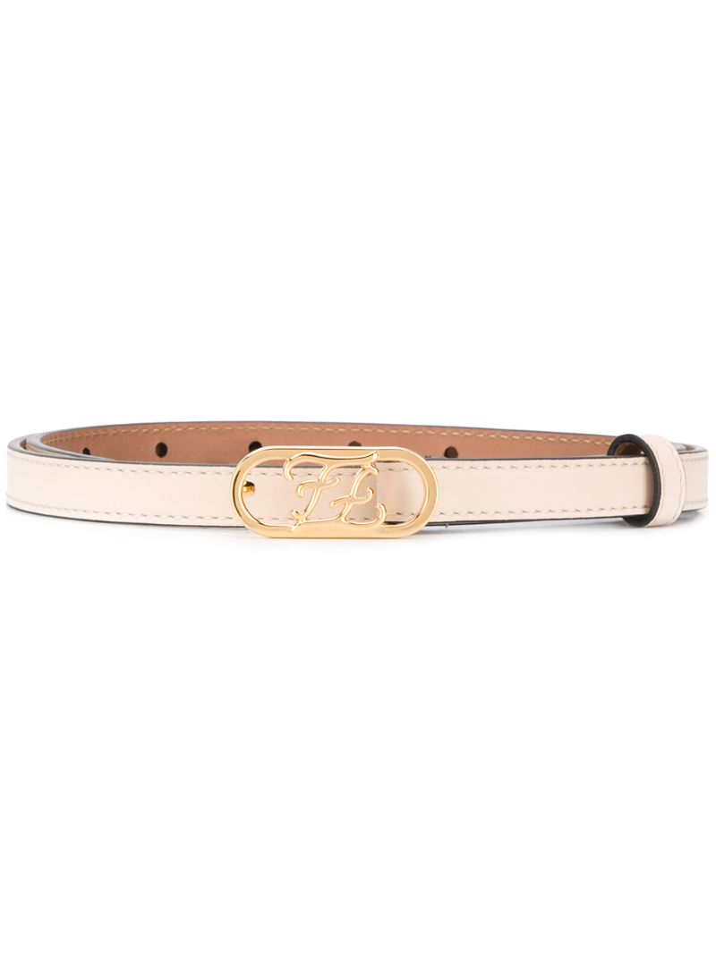 Fendi Logo Buckle Belt In Neutrals