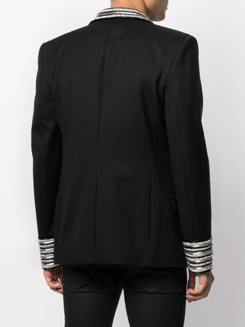 Shop Balmain Beaded Blazer In Black