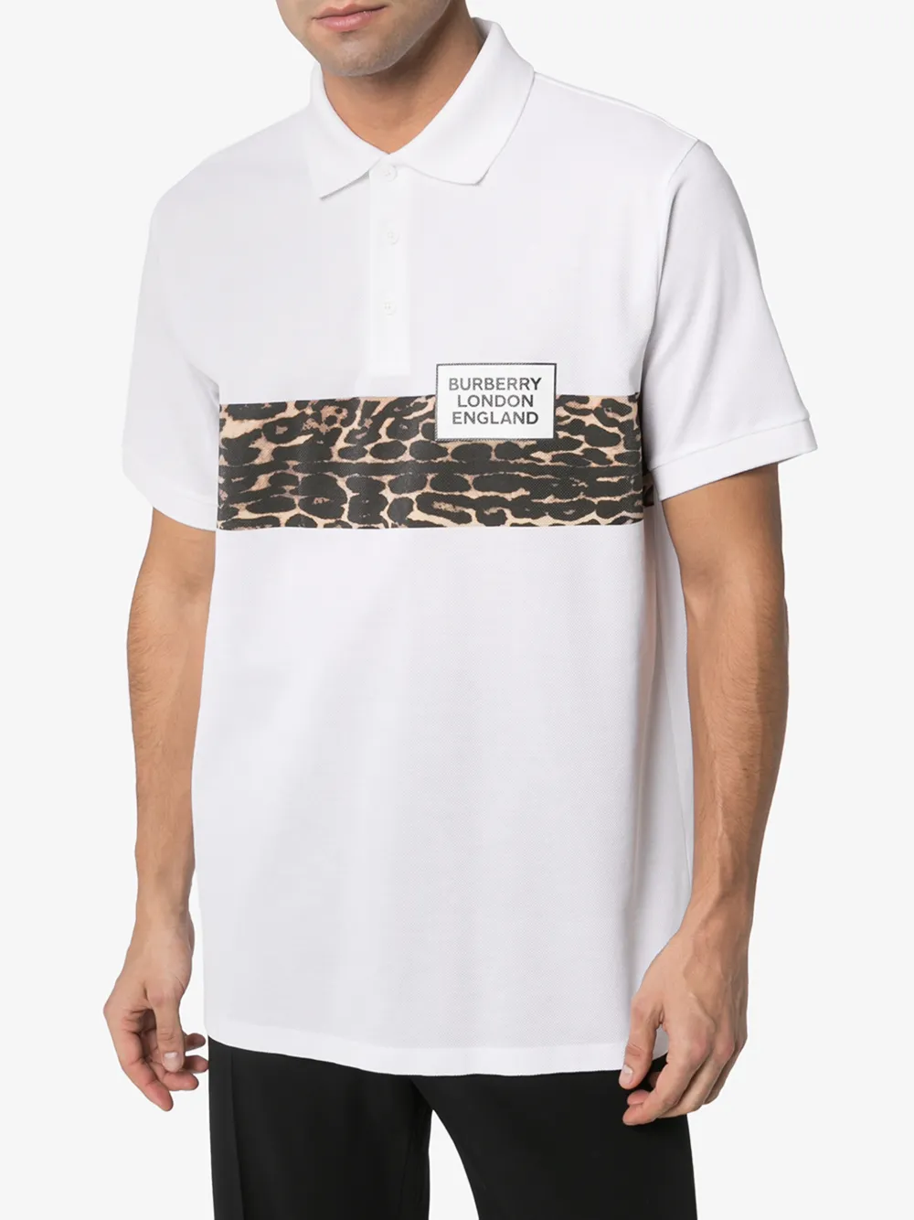 BURBERRY BURBERRY SOMERVILLE LEOPARD PRINT POLO SHIRT,802437014998035