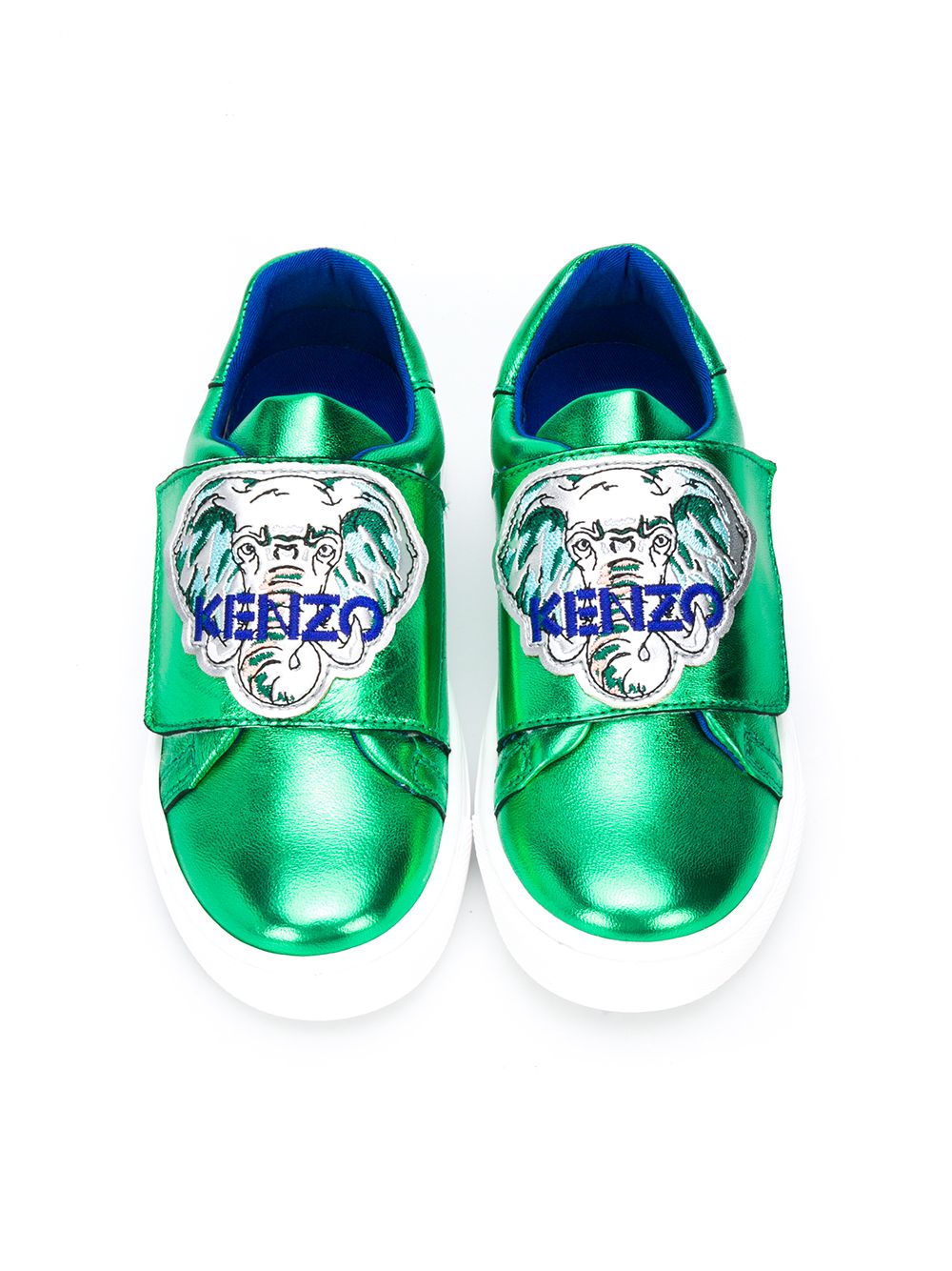 фото Kenzo kids кроссовки с эффектом металлик и вышивкой