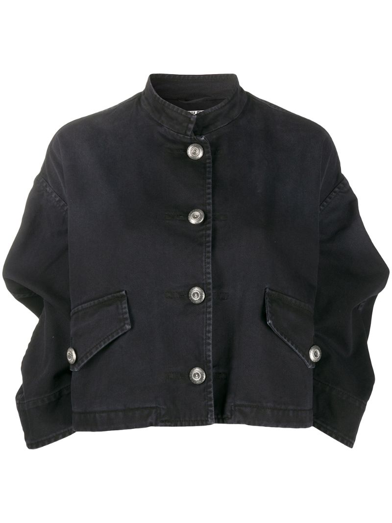 Miu Miu Collarless Cropped Jacket In Black