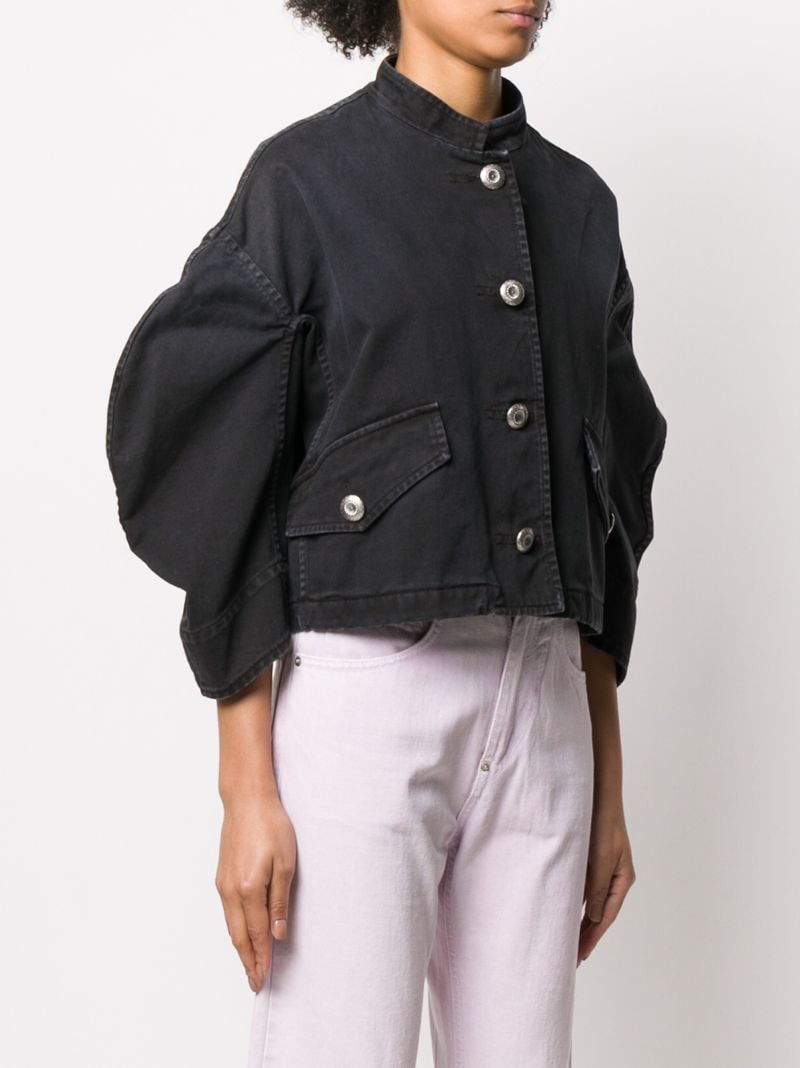 Shop Miu Miu Collarless Cropped Jacket In Black