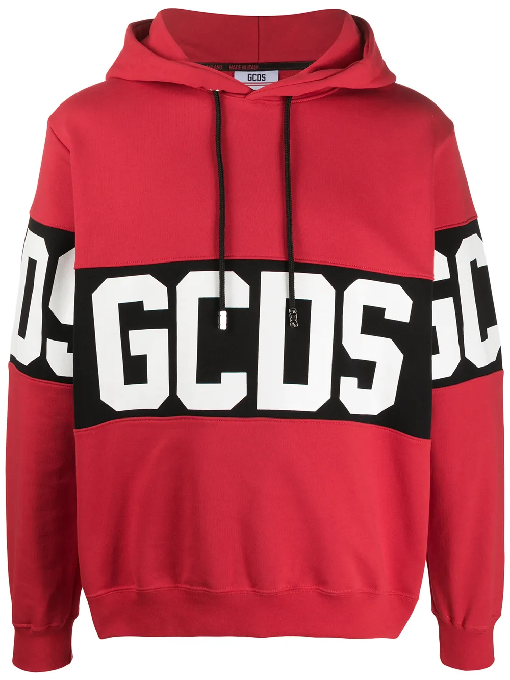 Gcds Colour Block Logo Print Hoodie In 红色