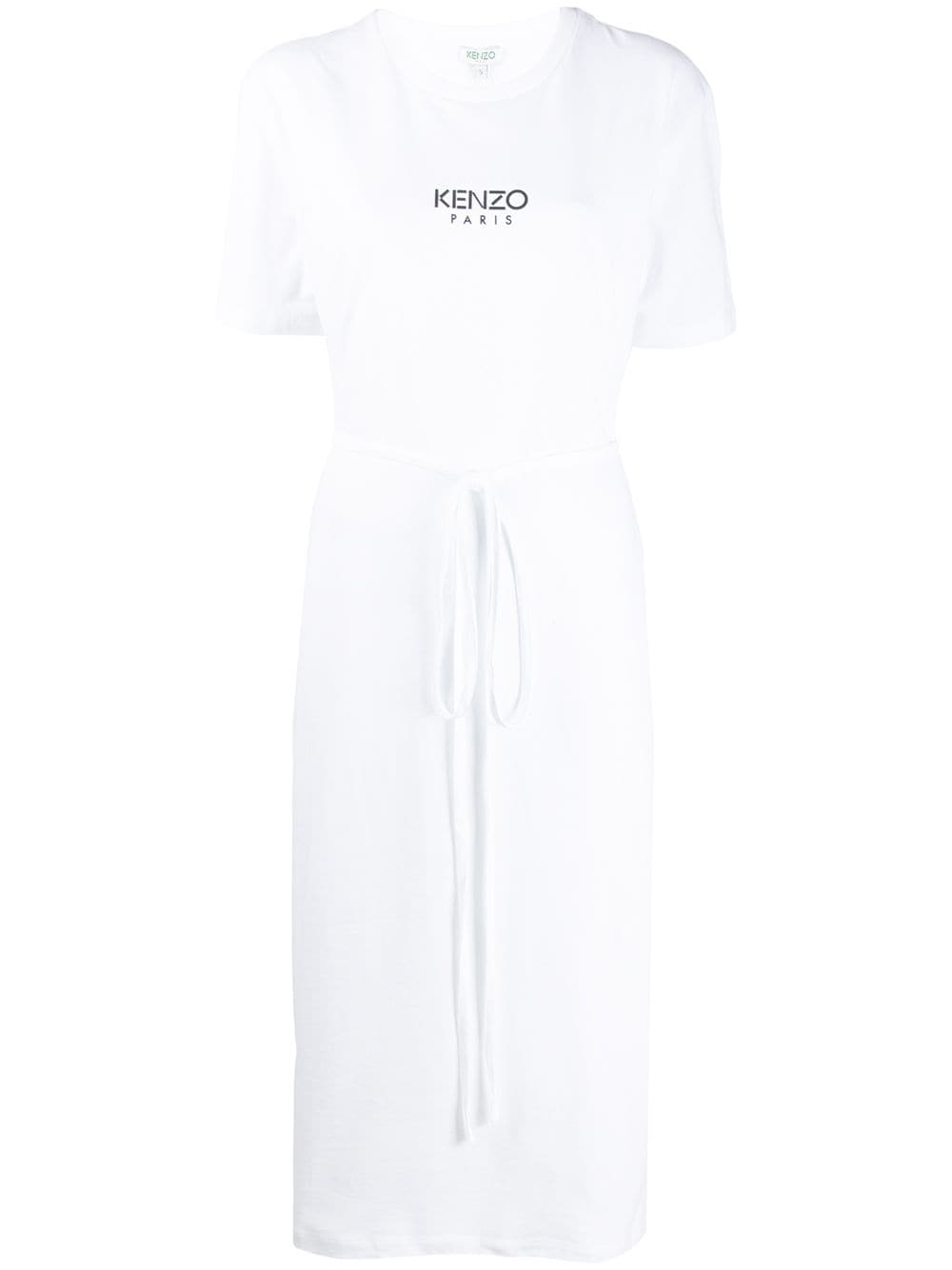 Kenzo Tie-waist Midi T-shirt Dress In White