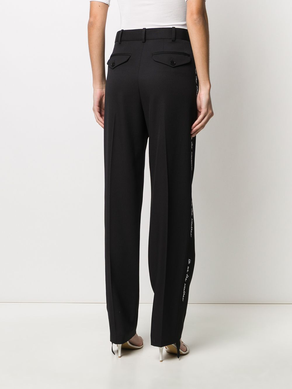 Shop Stella Mccartney Tape Detail Straight Trousers In Black