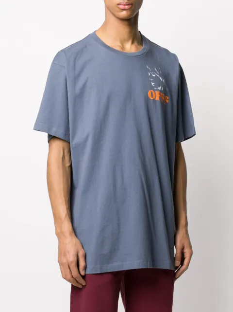 blue and white graphic t shirt