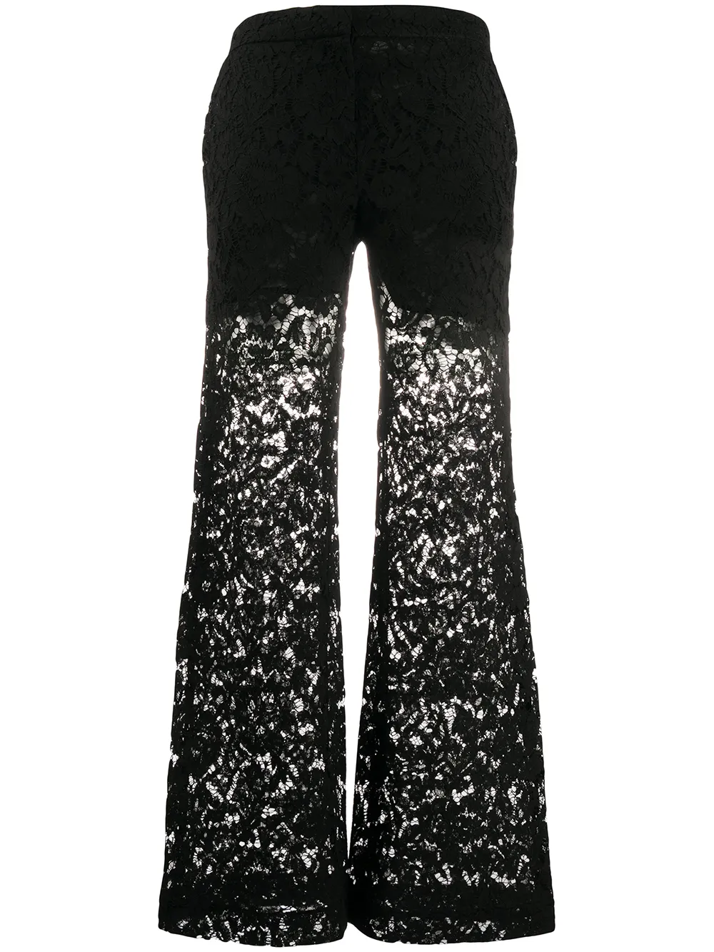 Shop Valentino Wide-leg Lace Trousers In Black