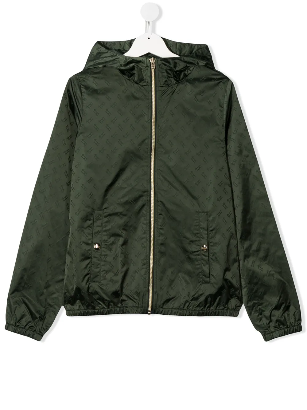 Herno Teen Monogram Print Jacket In Green