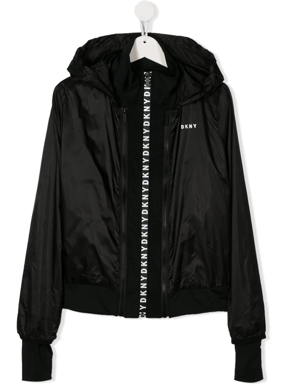 Dkny Teen Logo Trim Jacket In Black
