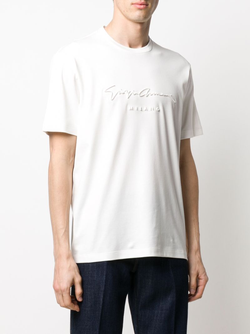 Shop Giorgio Armani Textured Logo T-shirt In White