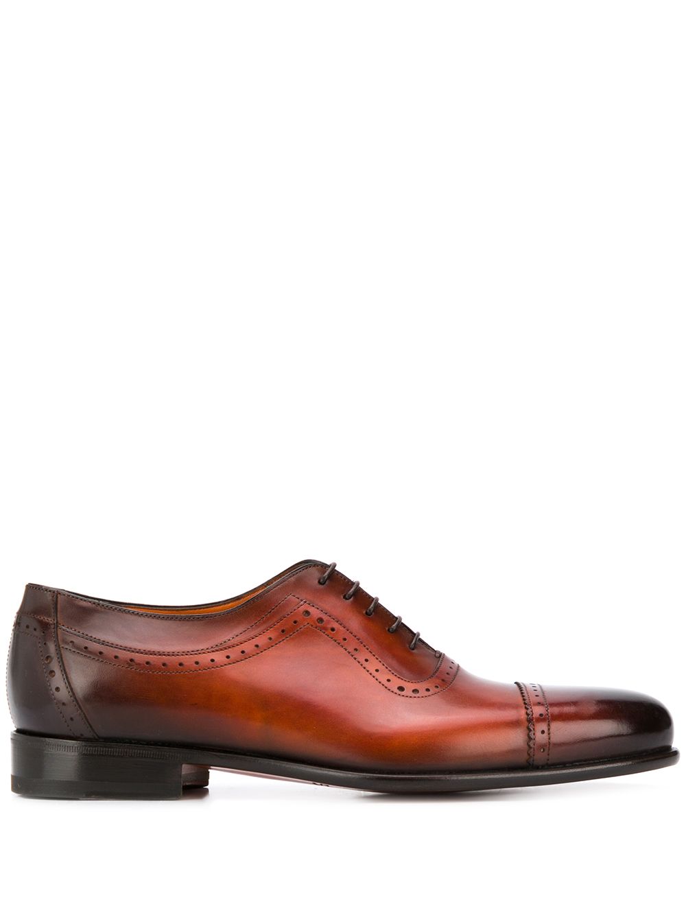 Santoni Burnished-effect Derby Shoes In Brown