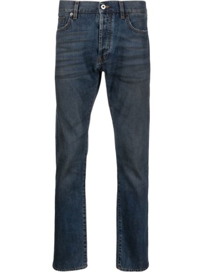 Straight Leg Washed Denim Jeans