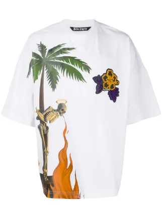 palm angels burning skeleton tee