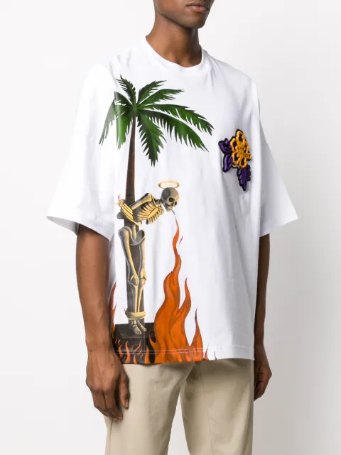 palm angels burning skeleton tee