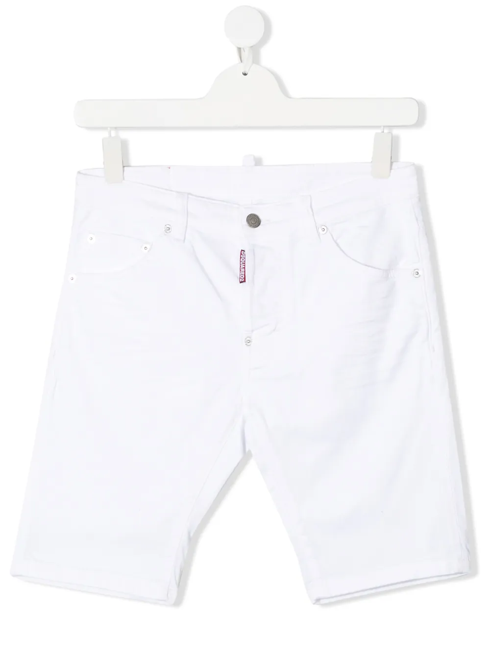Dsquared2 Rear Logo Patch Denim Shorts In White