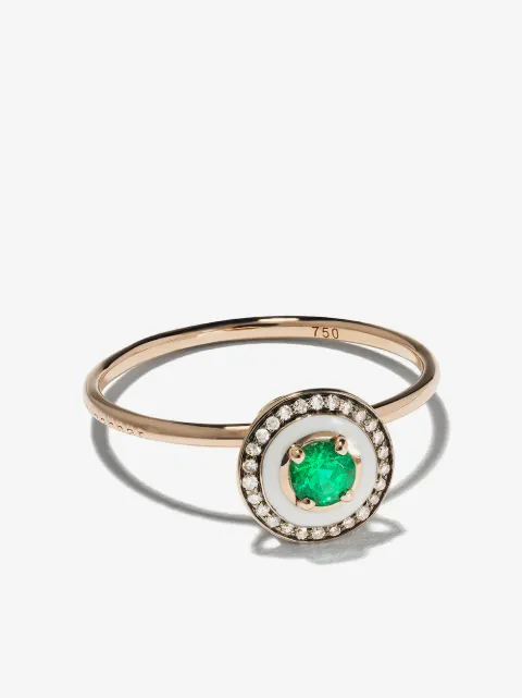 Selim Mouzannar 18kt rose gold diamond emerald Mina ring