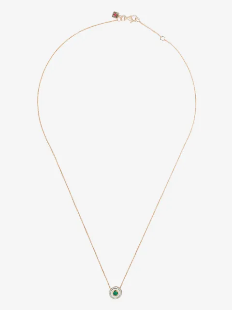 Selim Mouzannar 18kt rose gold diamond emerald Mina necklace