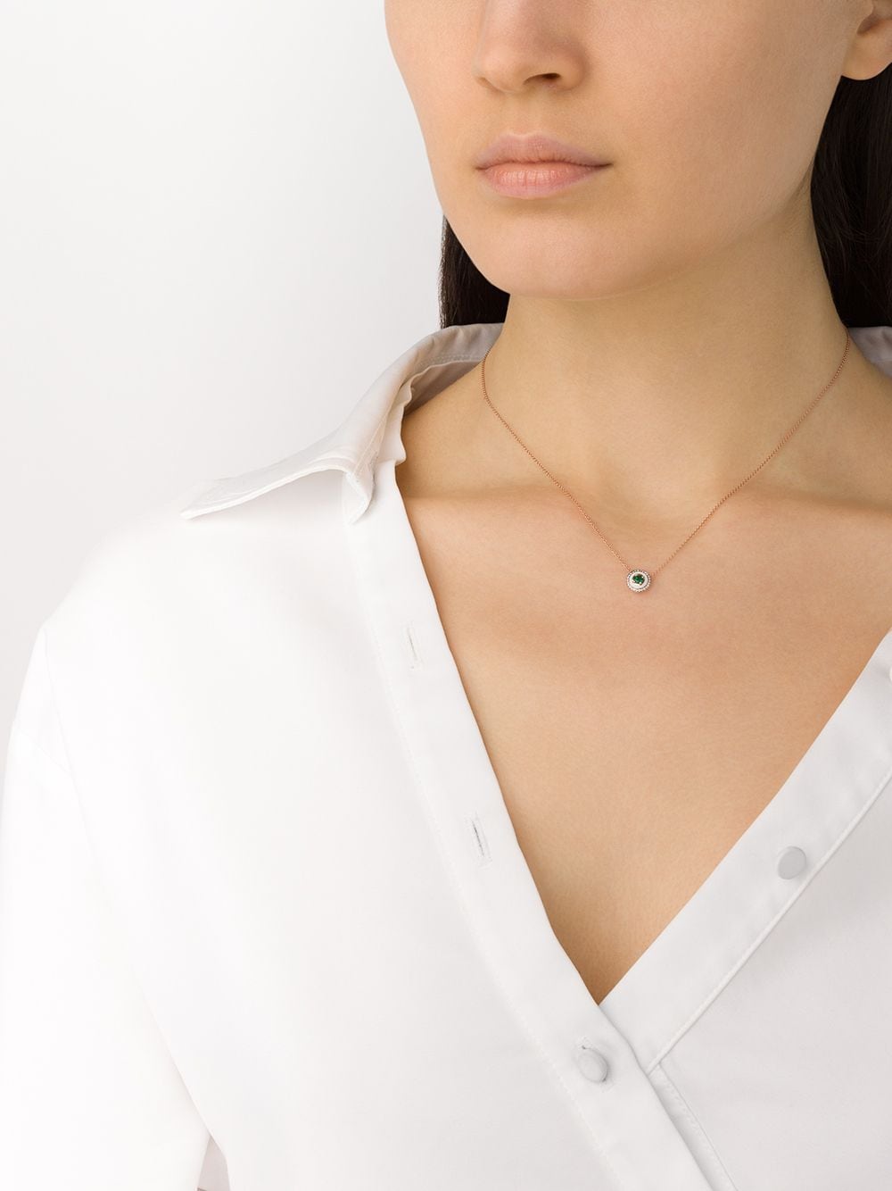 Shop Selim Mouzannar 18kt Rose Gold Diamond Emerald Mina Necklace In Pink