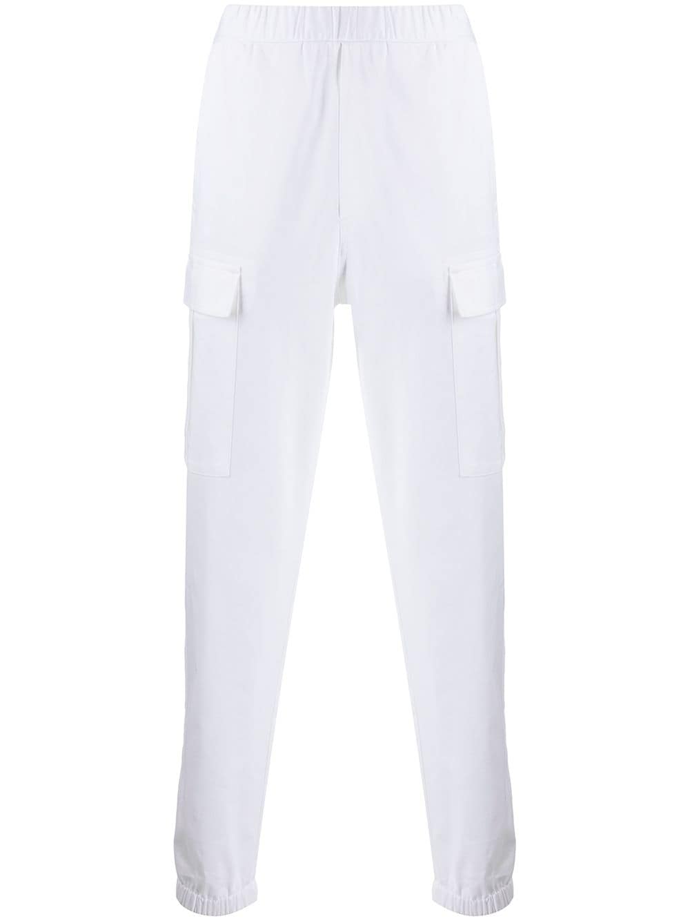 Les Hommes Urban Multi-pocket Elasticated Waist Track Pants In White