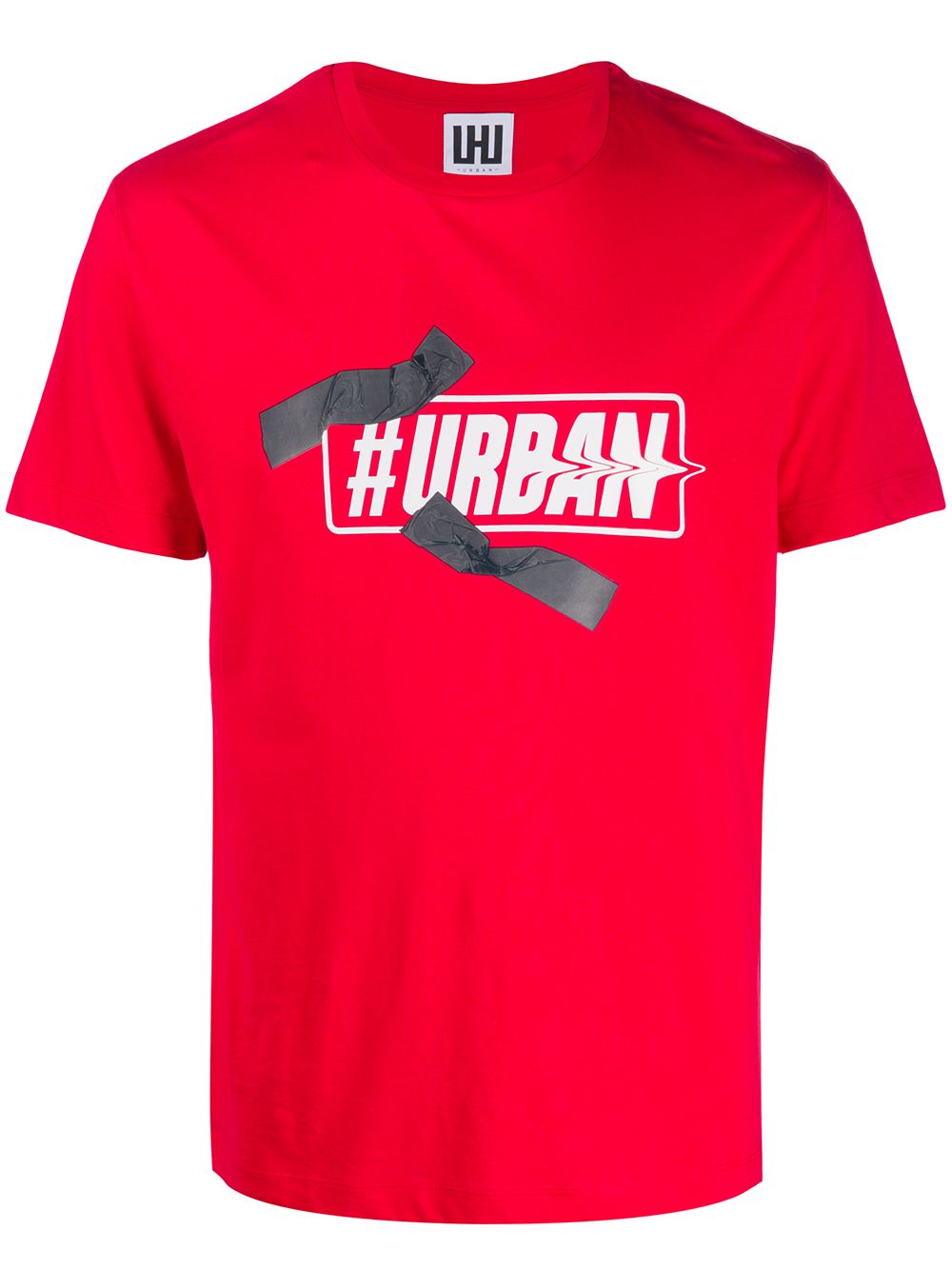 Les Hommes Urban Logo Print Round Neck T-shirt In Red