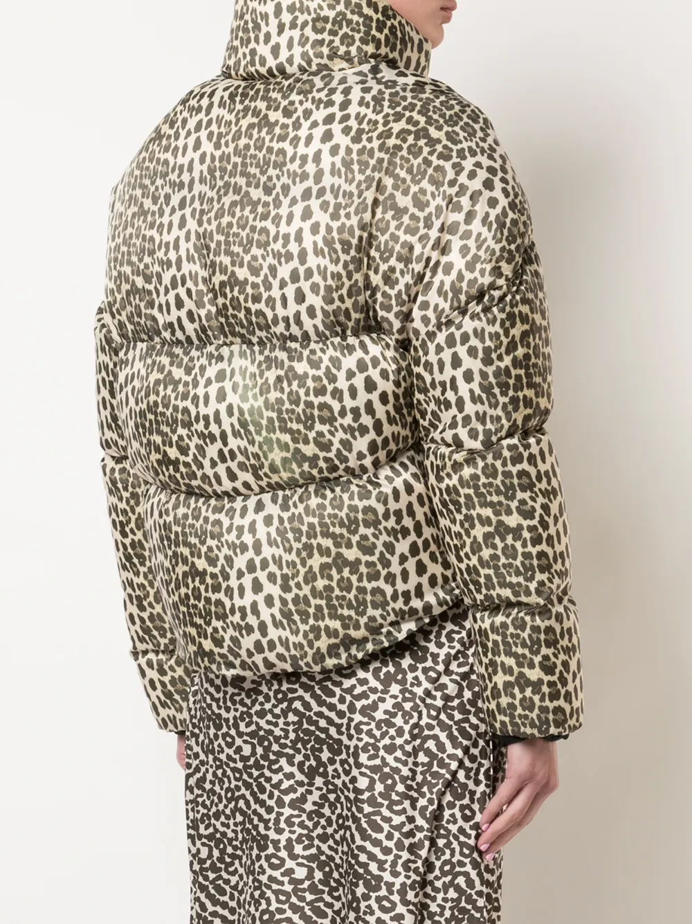 apparis paula leopard print puffer coat