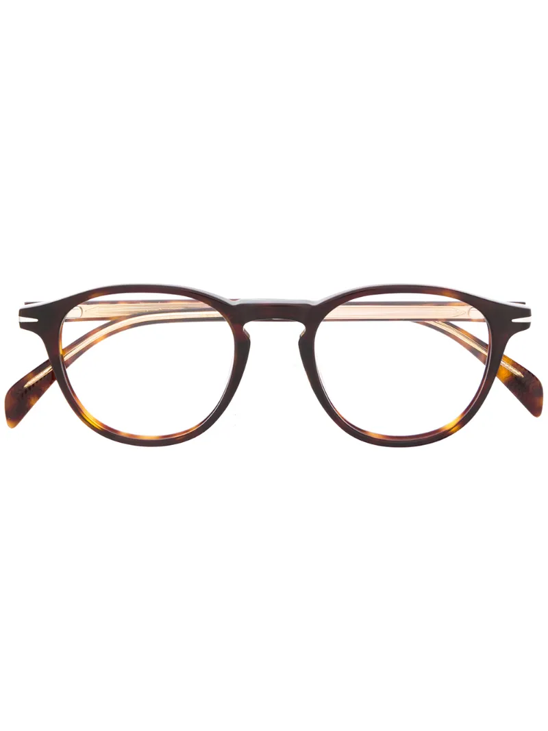 David Beckham Eyewear Oval Frame Tortoiseshell Glasses In Brown