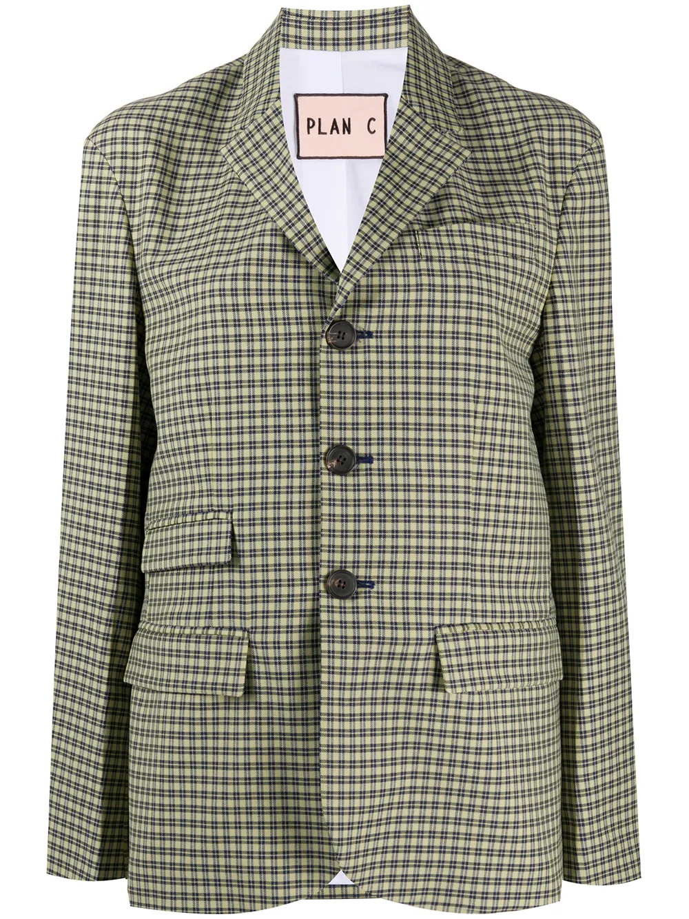 PLAN C SINGLE-BREASTED TARTAN BLAZER