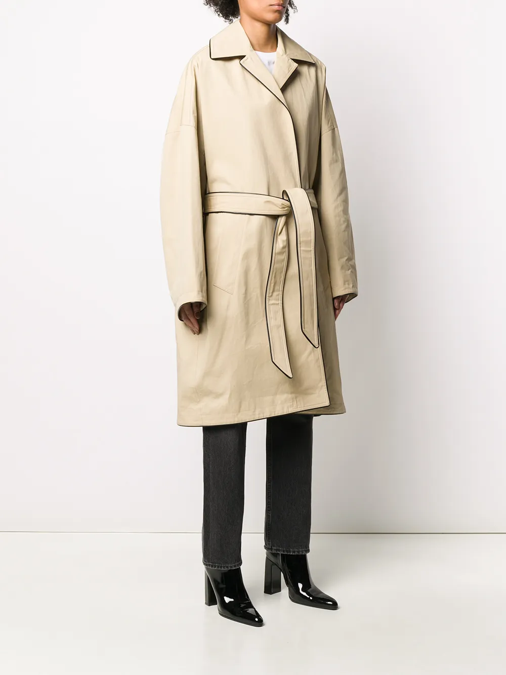 Balenciaga Trenchcoat met contrasterende afwerking Beige