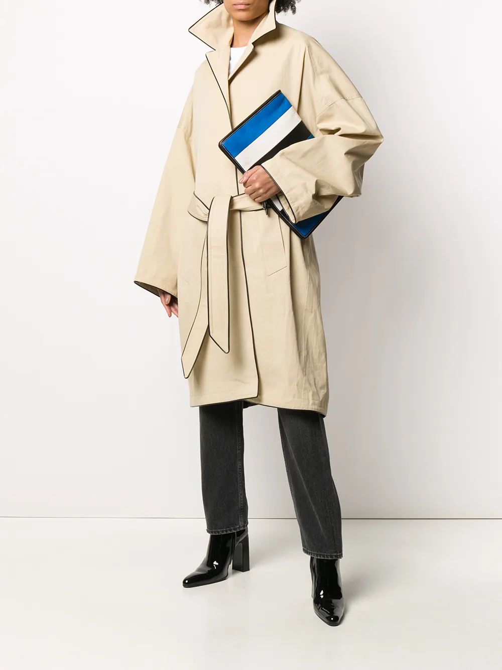 Balenciaga Trenchcoat met contrasterende afwerking Beige