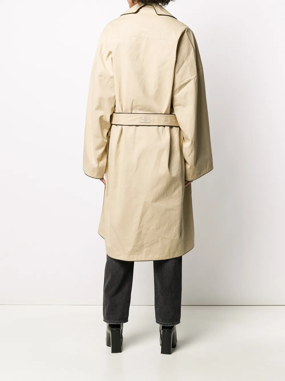 Balenciaga Trenchcoat met contrasterende afwerking Beige