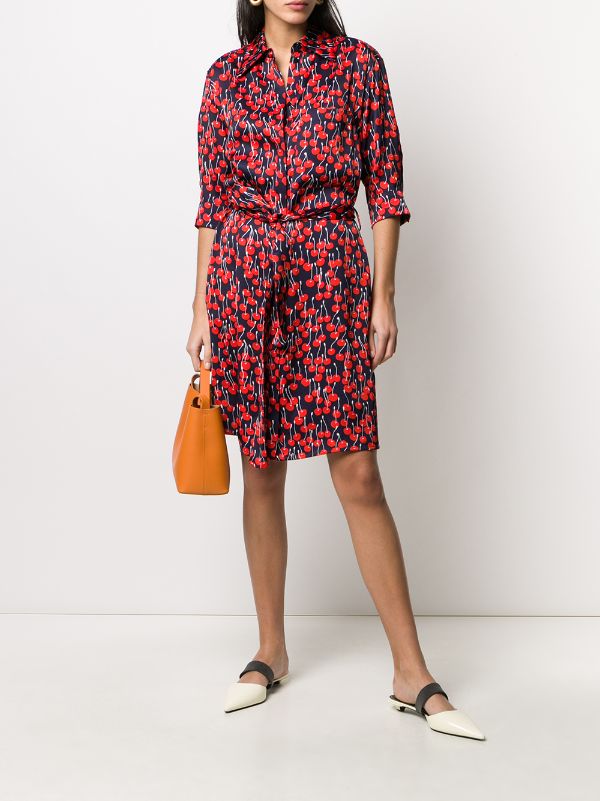 cherry print shirt dress