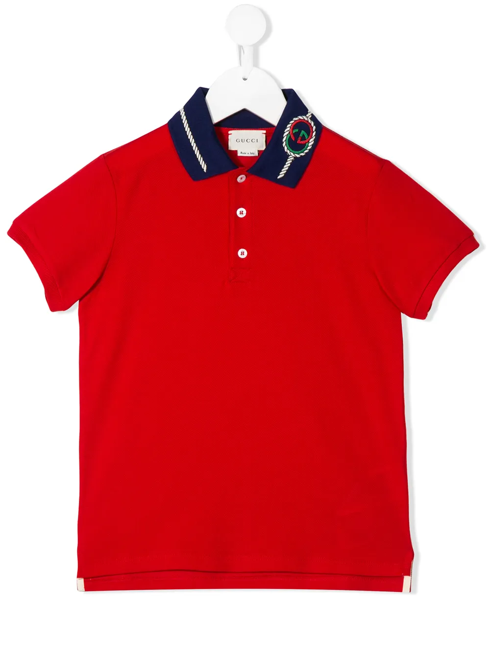 Gucci Kids' Boy's Contrast Collar Polo Shirt With Gg Embroidery, Size 4 ...