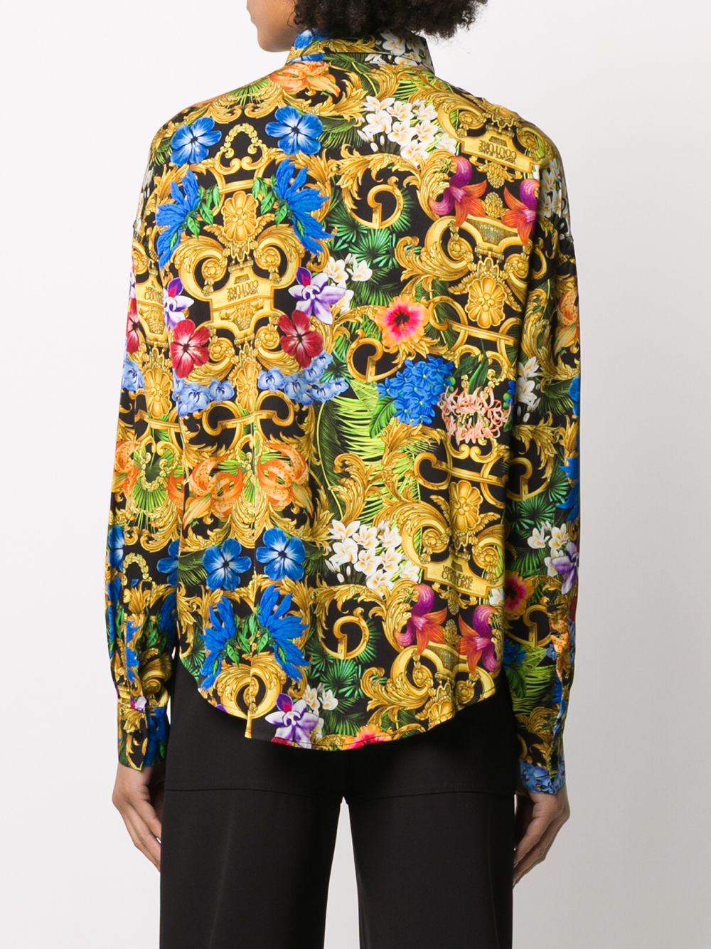фото Versace jeans couture рубашка с цветочным принтом и узором baroque