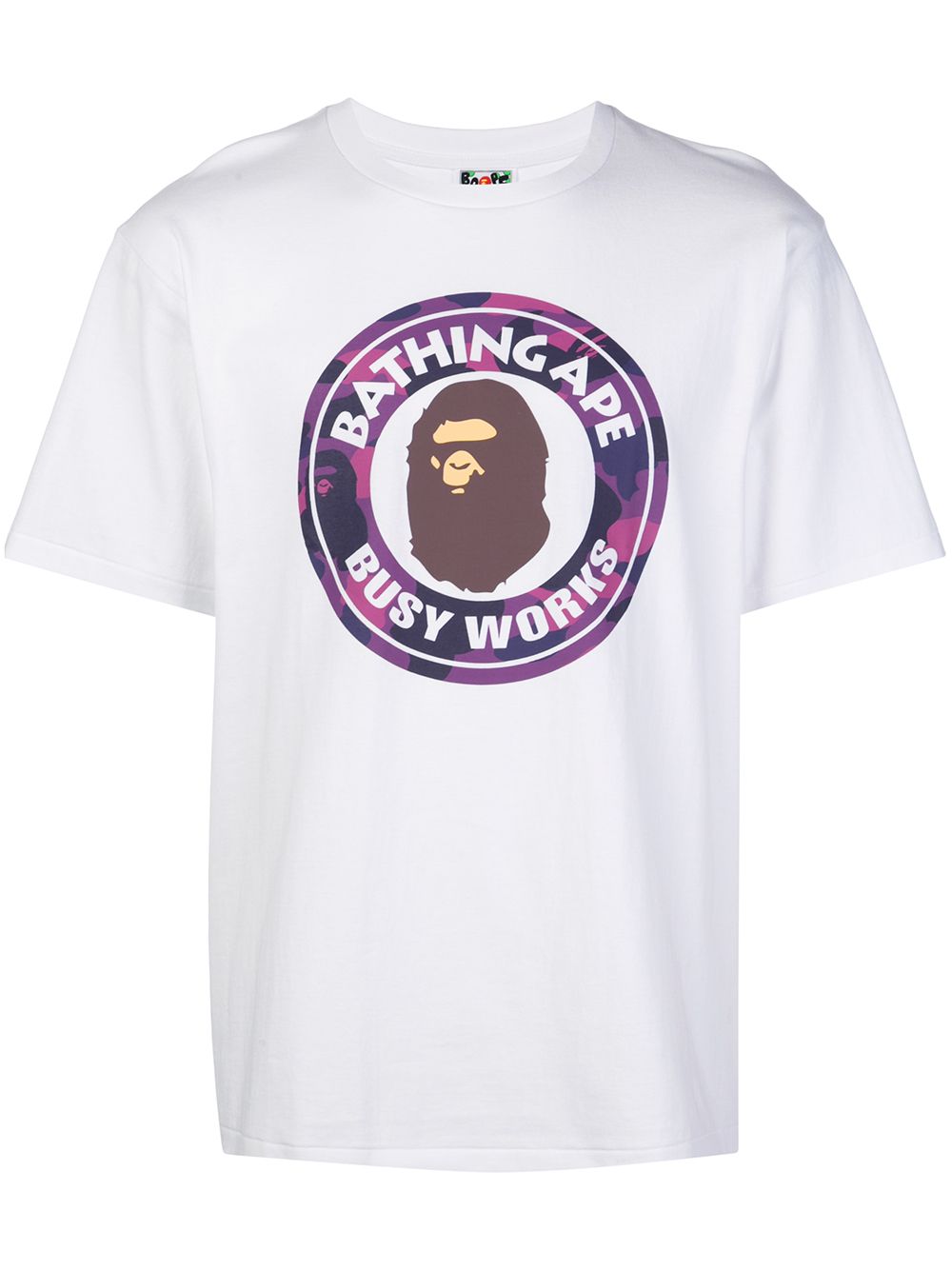 Bape 1st Camo Busy Works T-shirt In White