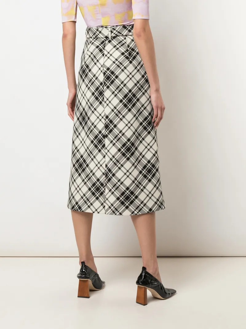 ELLERY CHECK BELTED A-LINE SKIRT