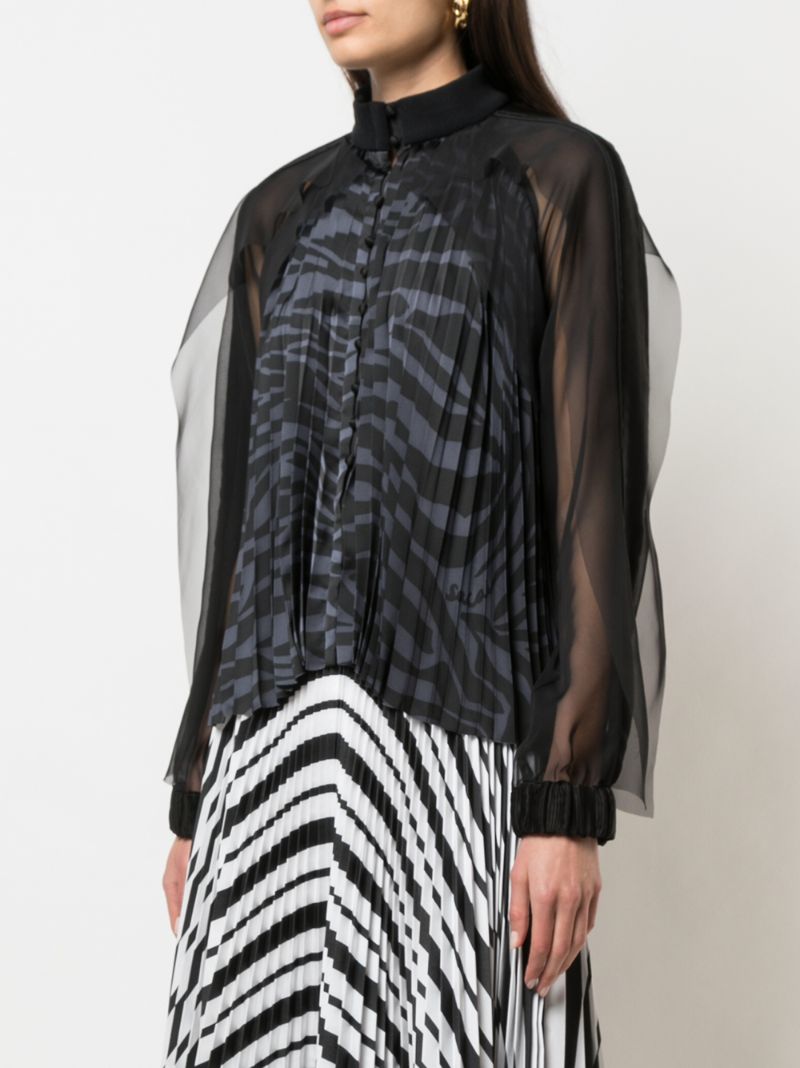 Shop Sacai Zweifarbige Bluse In Black